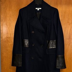 DKNY - Double-Breasted Midnight Navy Trench Coat